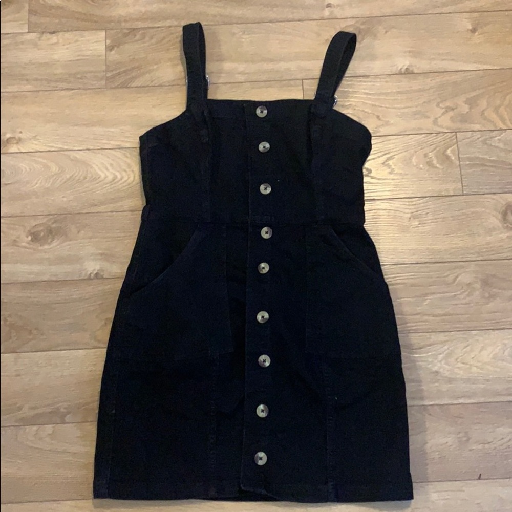 Black Jean Overall Dress